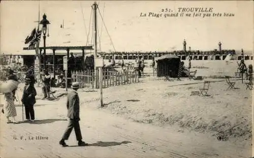 Ak Trouville Calvados, La Plage quand il ne fait pas tres beau