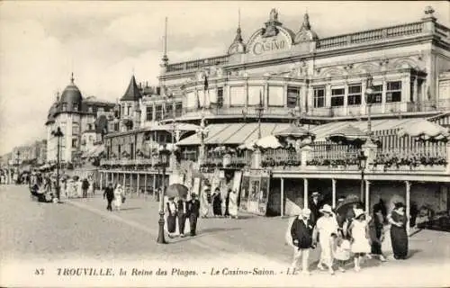 Ak Trouville Reine des Plages Calvados, Casino-Salon, Spaziergänger