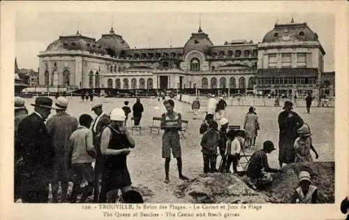 Ak Trouville Reine des Plages Calvados, Casino, Strandspiele