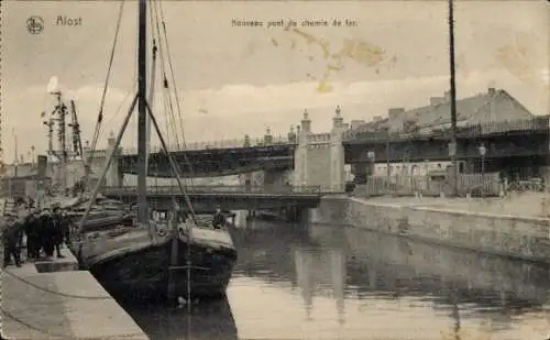 Ak Aalst Aalst Ostflandern, Neue Eisenbahnbrücke