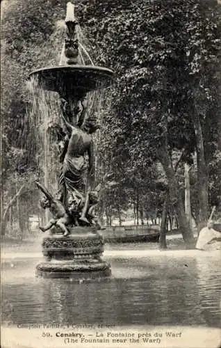 Ak Conakry Konakry Guinea, Brunnen in der Nähe von Warf