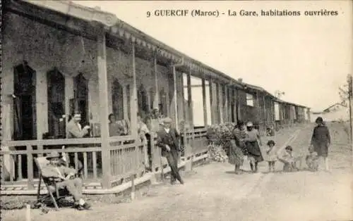 Ak Guercif Marokko, Bahnhof, Arbeiterwohnungen