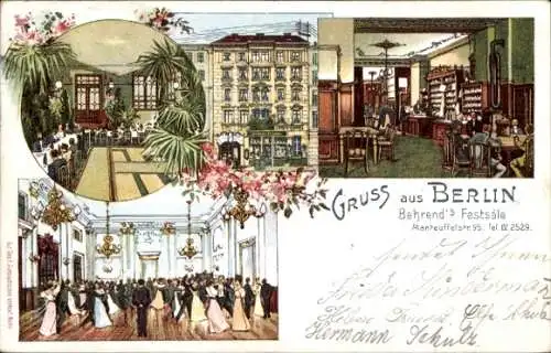 Litho Berlin Friedrichshain Kreuzberg, Behrend's-Festsäle, Manteuffelstraße 95