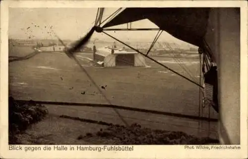 Ak Hamburg Nord Fuhlsbüttel, Halle, Luftschiff