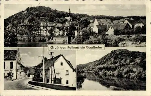 Ak Rothenstein an der Saale, Gesamtansicht, Brücke