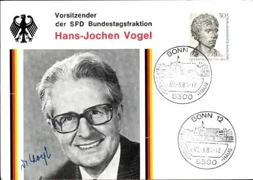 Ak Hans Jochen Vogel, Vorsitzender der SPD-Bundestagsfraktion