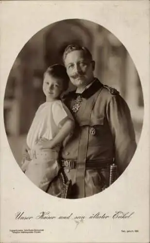 Ak Kaiser Wilhelm II. mit seinem Enkel Prinz Wilhelm von Preußen, Portrait