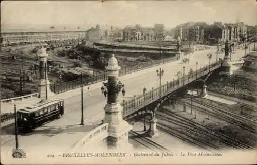 Ak Brüssel Brüssel, Molenbeek, Boulevard du Jubile, Die Monumentalbrücke