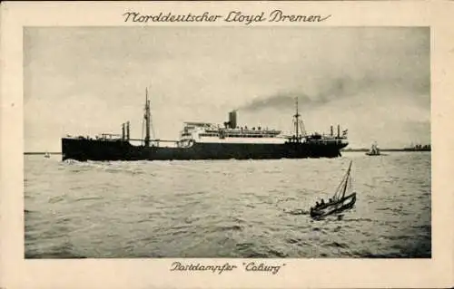 Ak Postdampfer Coburg, Norddeutscher Lloyd Bremen