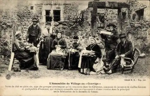 Ak Le Velay Illustree, die Dorfversammlung oder Couvige