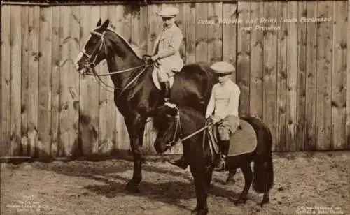 Ak Prinz Wilhelm und Prinz Louis Ferdinand von Preußen, Pferd, Pony, Liersch 7187