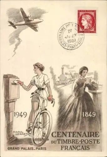 Künstler Ak Serres, Raoul, Paris, Hundertjahrfeier der französischen Briefmarke, Grand Palais 1949