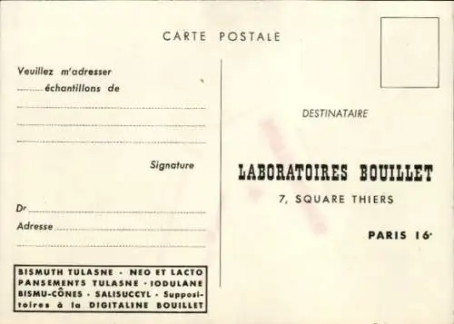 Ak Reklame, Bismuth Tulasne, Bouillet Laboratory, Paris