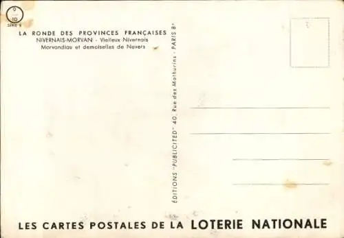Ak La Ronde des Provinces Françaises, Nivernais-Morvan, Nationale Lotterie
