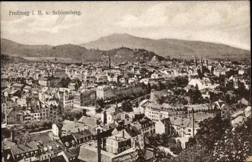 Ak Freiburg im Breisgau, Panorama, von Schlossberg