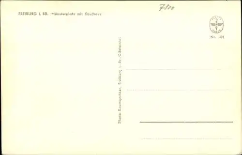 Ak Freiburg Breisgau, Münsterplatz mit Kaufhaus