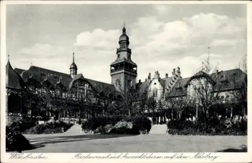 Ak Wiesbaden in Hessen, Restaurant mit Aussichtsturm auf dem Neroberg