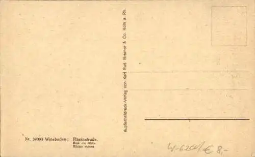Ak Wiesbaden in Hessen, Rheinstraße, Straßenbahn