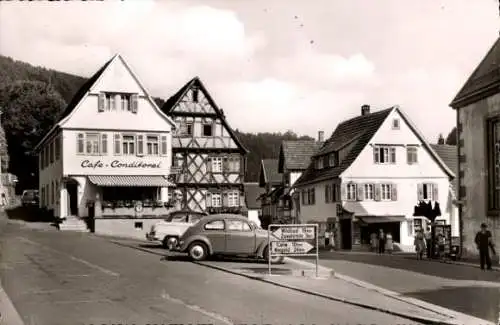 Ak Bad Teinach Zavelstein im Schwarzwald, Cafe Konditorei, Fachwerkhaus