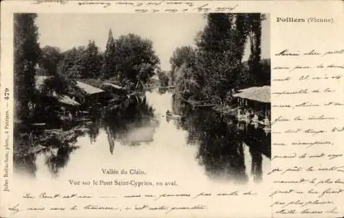 Ak Poitiers Vienne, Vallee du Clain, Blick auf die Pont Saint-Cyprien, flussabwärts