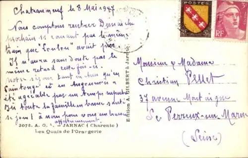 Ak Jarnac Charente, Les Quais de l'Orangerie