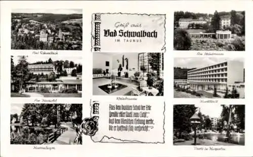 Ak Bad Schwalbach im Taunus, Kurklinik, Weinbrunnen, Kurgarten, Kurhotel, Kuranlagen