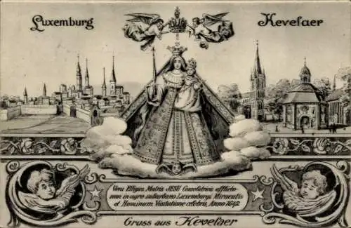 Ak Kevelaer am Niederrhein, Maria mit Kind, Engel, Luxemburg