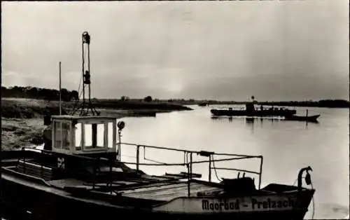 Ak Pretzsch an der Elbe Bad Schmiedeberg, Sonnenuntergang, Schiff Moorbad Pretzsch