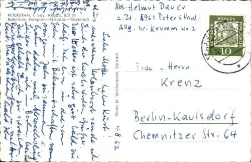 Ak Petersthal Oy Mittelberg Allgäu, Panorama