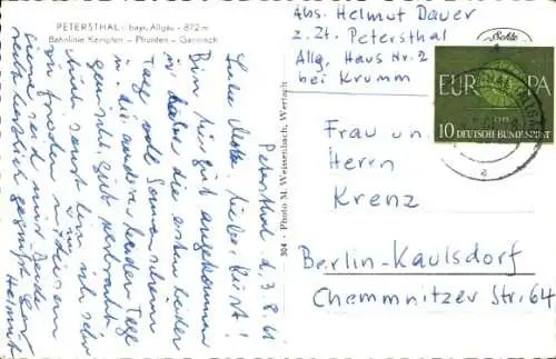 Ak Petersthal Oy Mittelberg Allgäu, Panorama