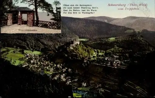 Ak Schwarzburg in Thüringen, Blick vom Trippstein, Trippsteinhäuschen