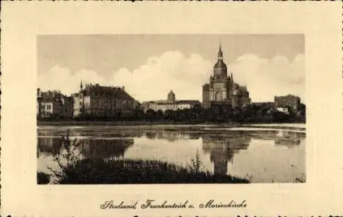 Ak Stralsund in Vorpommern, Frankenteich, Marienkirche