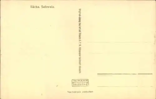 Ak Kurort Rathen im Elbsandsteingebirge, Bootsanlegestelle, Elbe, Dämmerung, Hahn 2393
