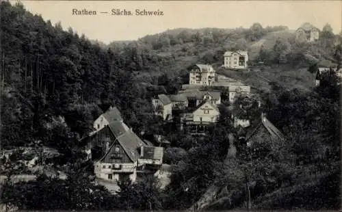 Ak Rathen an der Elbe Sächsische Schweiz, Teilansicht