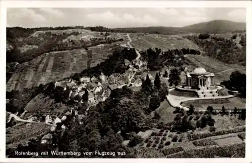 Ak Rotenberg Stuttgart, Grabkapelle auf dem Württemberg, Flugzeugaufnahme