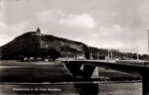Ak Porta Westfalica an der Weser, Weserbrücke
