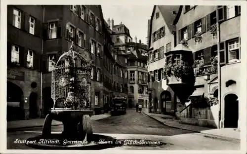 Ak Stuttgart in Württemberg, Gaisstraße, Hans im Glück-Brunnen