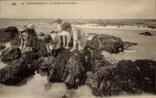 Ak Villerville Calvados, La Peche aux Crabes