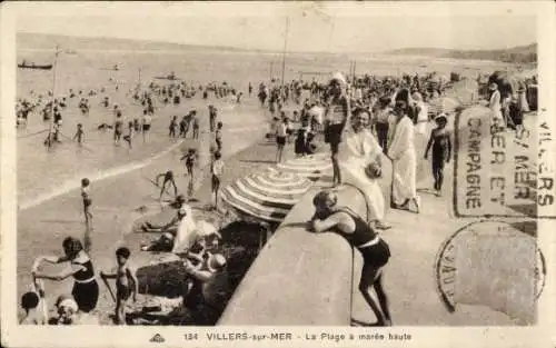 Ak Villers sur Mer Calvados, La Plage a maree haute