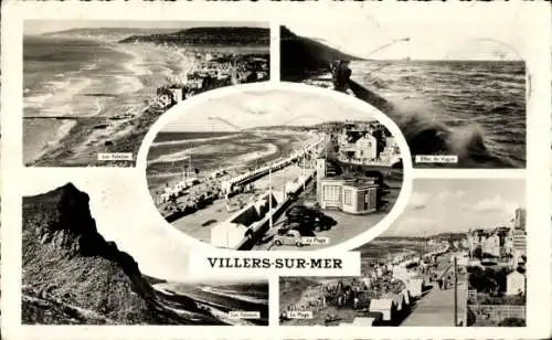 Ak Villers sur Mer Calvados, Les Falaises, Strand