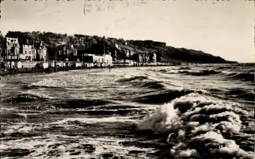 Ak Villers sur Mer Calvados, La plage vers les falaises