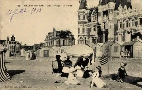 Ak Villers sur Mer Calvados, Strand, La Sieste