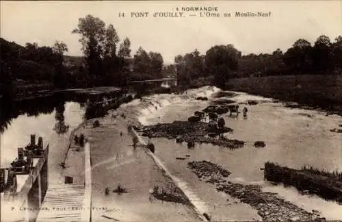 Ak Pont d'Ouilly Calvados, L'Orne au Moulin-Neuf