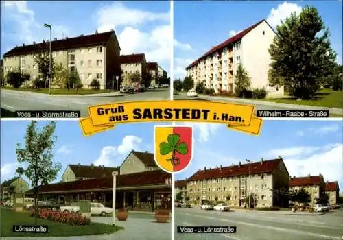 Ak Sarstedt Niedersachsen, Vossstraße, Stormstraße, Wilhelm-Raabe-Straße, Lönsstraße