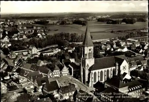 Ak Stadtlohn im Münsterland, Marktplatz, St. Otger und Berkel, Fliegeraufnahme