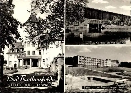 Ak Bad Rothenfelde am Teutoburger Wald, Sanatorium, Kahnteich, Saline, Weidtmanshof