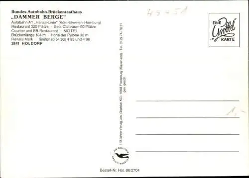 Ak Holdorf Niedersachsen, Bundes-Autobahn-Brückenrasthaus Dammer Berge