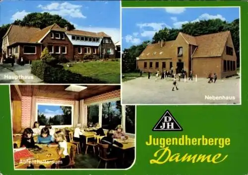 Ak Damme am Dümmer See Niedersachsen, Jugendherberge, Haupthaus, Nebenhaus, Aufenthaltsraum