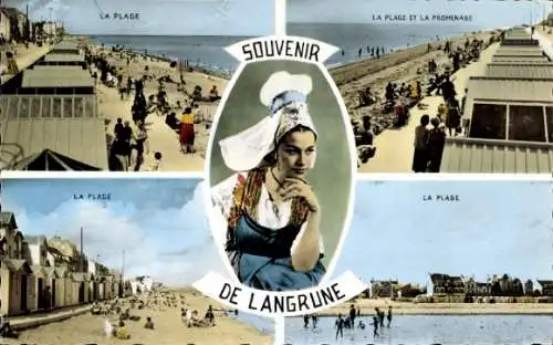 Ak Langrune sur Mer Calvados, Strand, Promenade