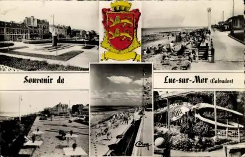 Ak Luc sur Mer Calvados, Strand, Promenade, Wappen